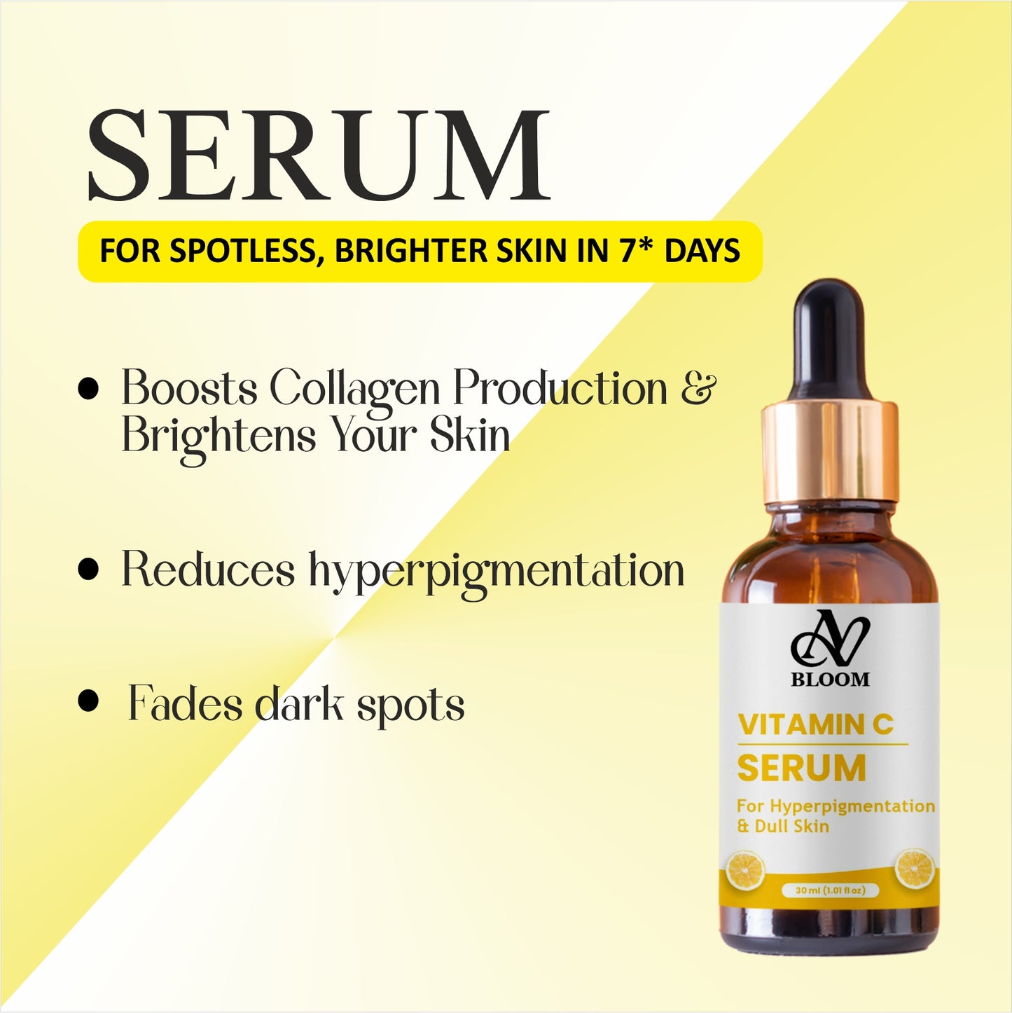 AV Bloom Vitamin C Serum for Hyperpigmentation & Dull Skin, 30ml (1.01 fl oz)